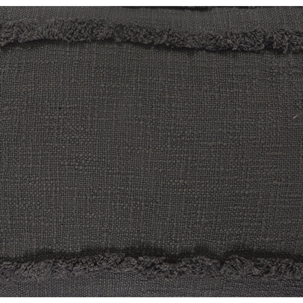 Ox Bay Gray Bordered All-Natural Cotton Pillow Cover. Picture 2