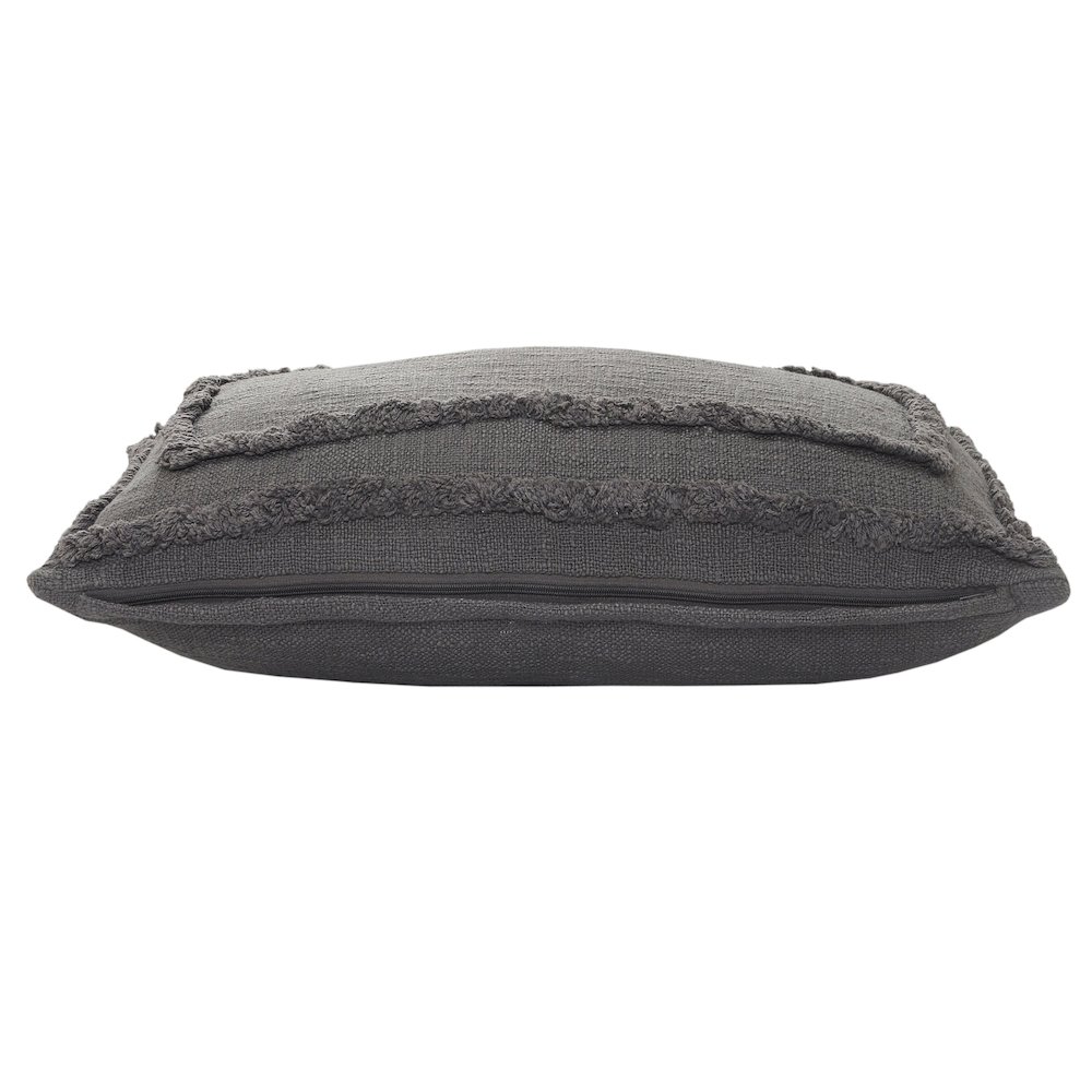 Ox Bay Gray Bordered All-Natural Cotton Pillow Cover. Picture 6