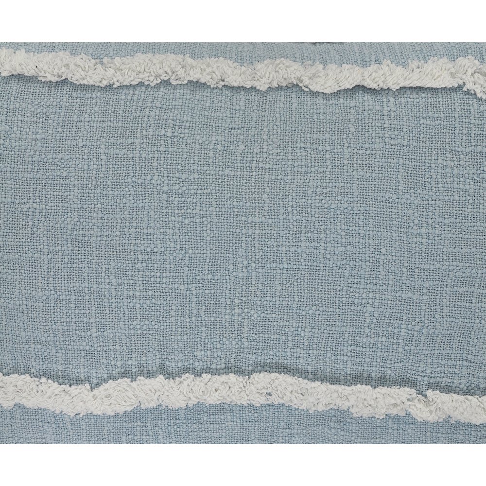 Ox Bay Blue/White Bordered All-Natural Cotton Pillow Cover. Picture 2
