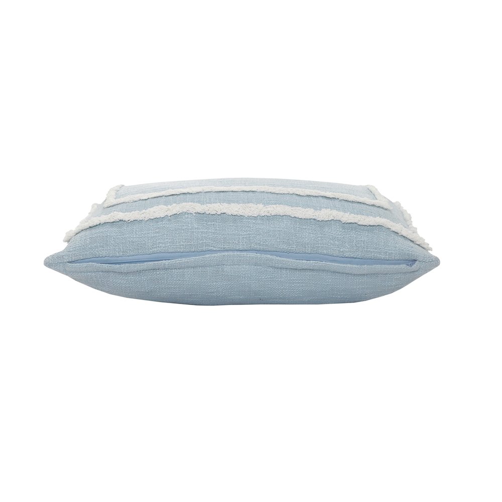 Ox Bay Blue/White Bordered All-Natural Cotton Pillow Cover. Picture 6