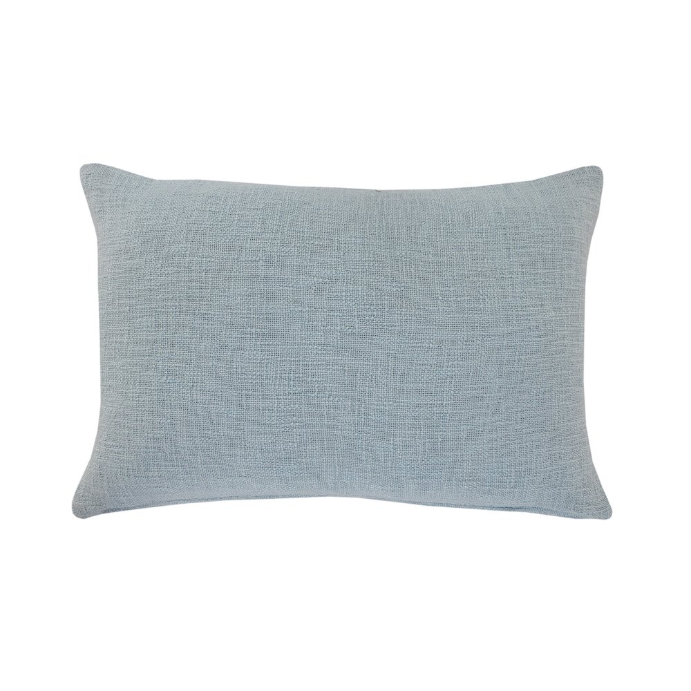 Ox Bay Blue/White Bordered All-Natural Cotton Pillow Cover. Picture 7