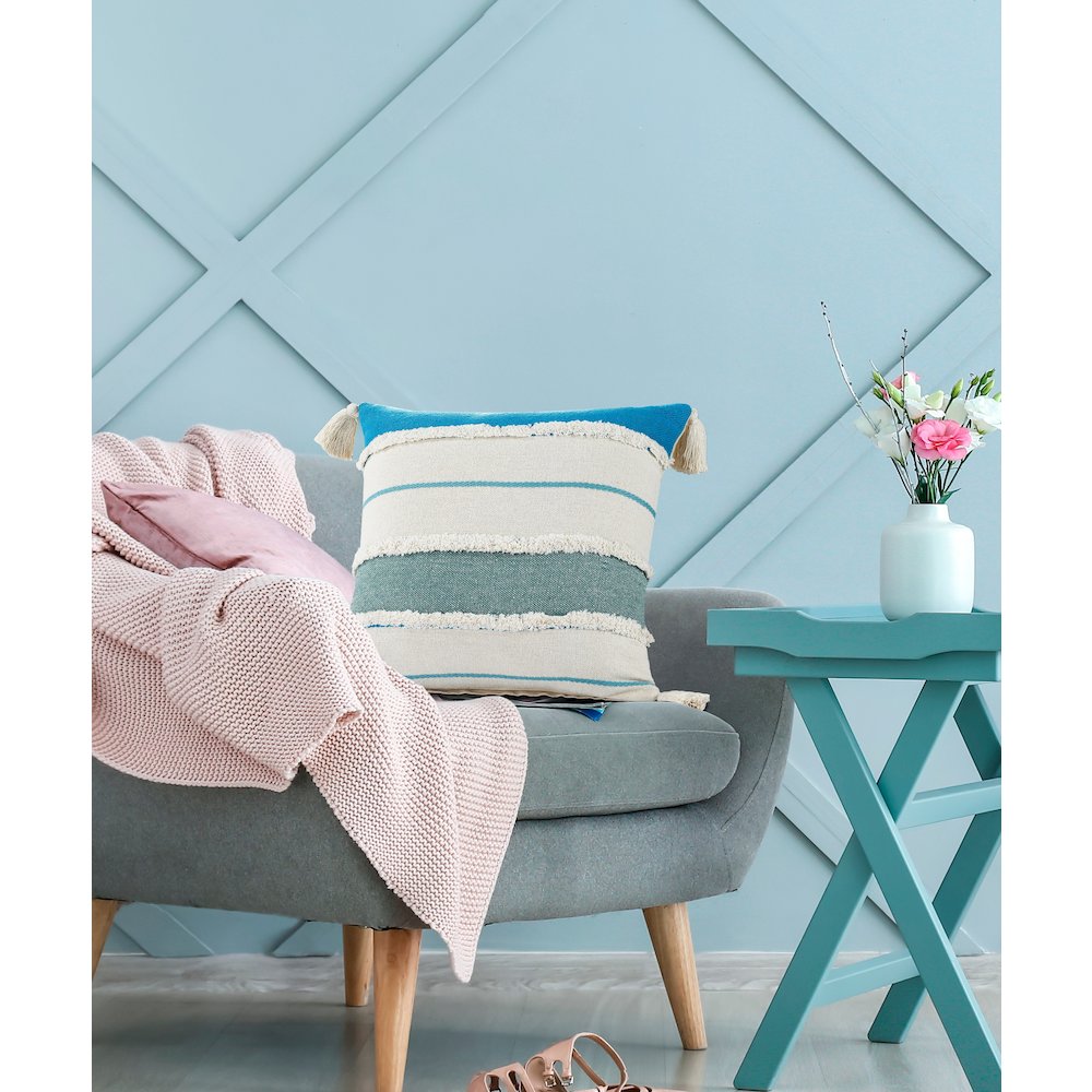 Turquoise Quarry Striped Throw Pillow. Picture 8