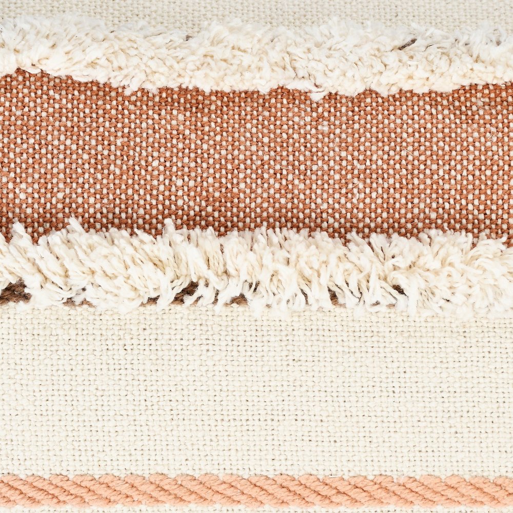 Ox Bay Hand-stitched White/Brown Stripe All-Natural Cotton Pillow Cover. Picture 2