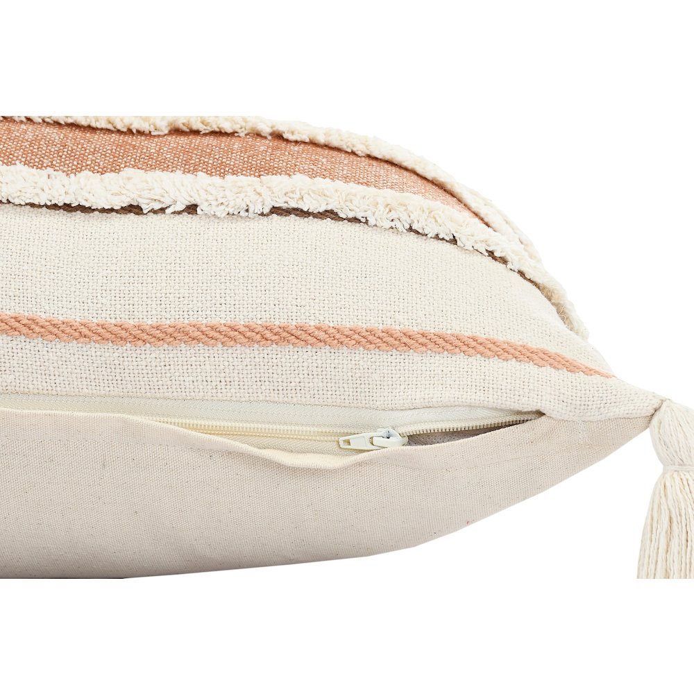 Ox Bay Hand-stitched White/Brown Stripe All-Natural Cotton Pillow Cover. Picture 3