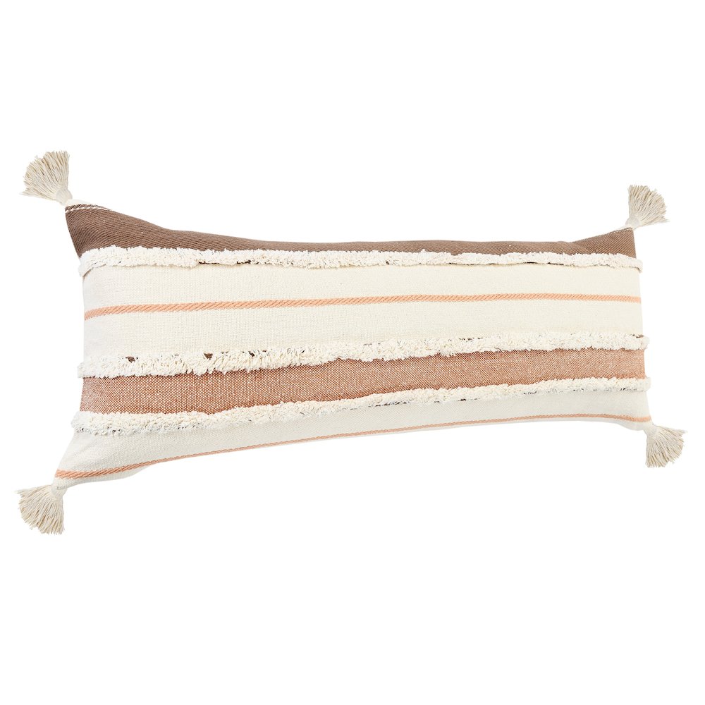 Ox Bay Hand-stitched White/Brown Stripe All-Natural Cotton Pillow Cover. Picture 4