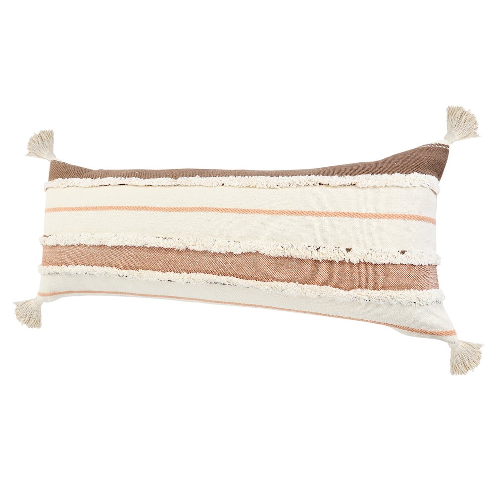 Ox Bay Hand-stitched White/Brown Stripe All-Natural Cotton Pillow Cover. Picture 5