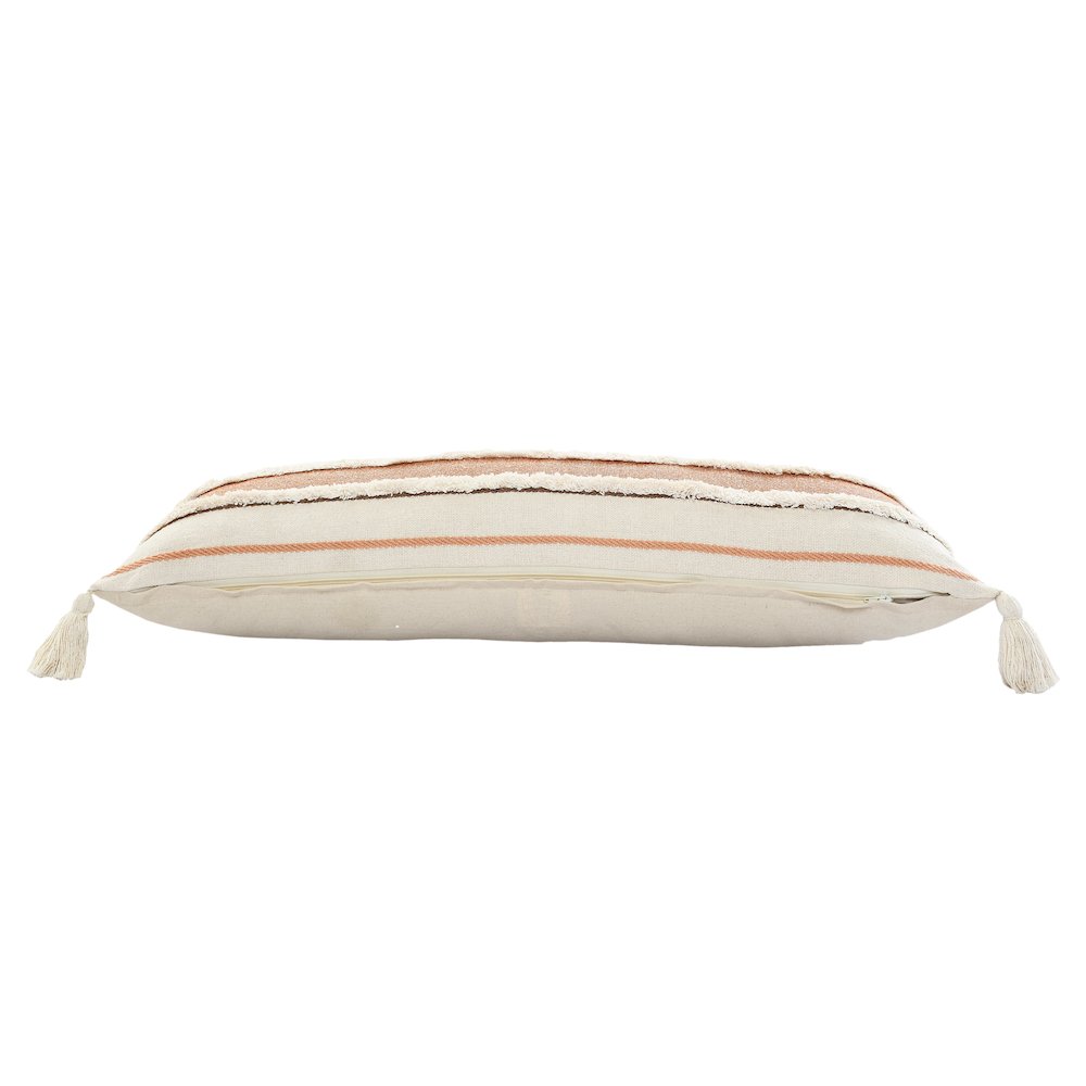 Ox Bay Hand-stitched White/Brown Stripe All-Natural Cotton Pillow Cover. Picture 6