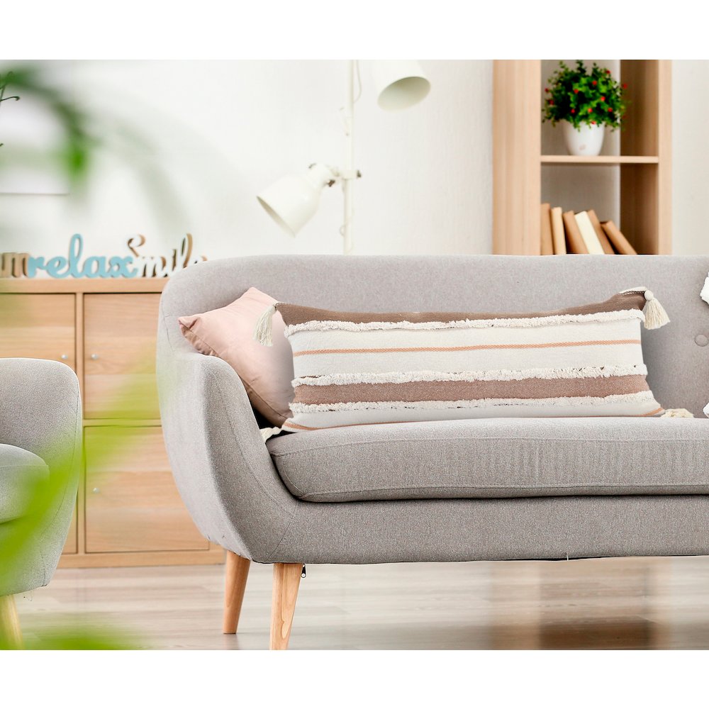 Sacral Earth Quarry Striped Lumbar Throw Pillow. Picture 8