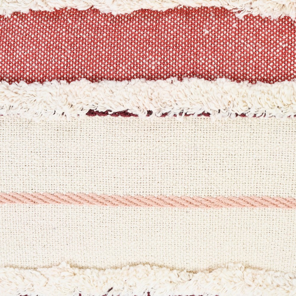 Ox Bay Hand-stitched White/Red Stripe All-Natural Cotton Pillow Cover. Picture 2