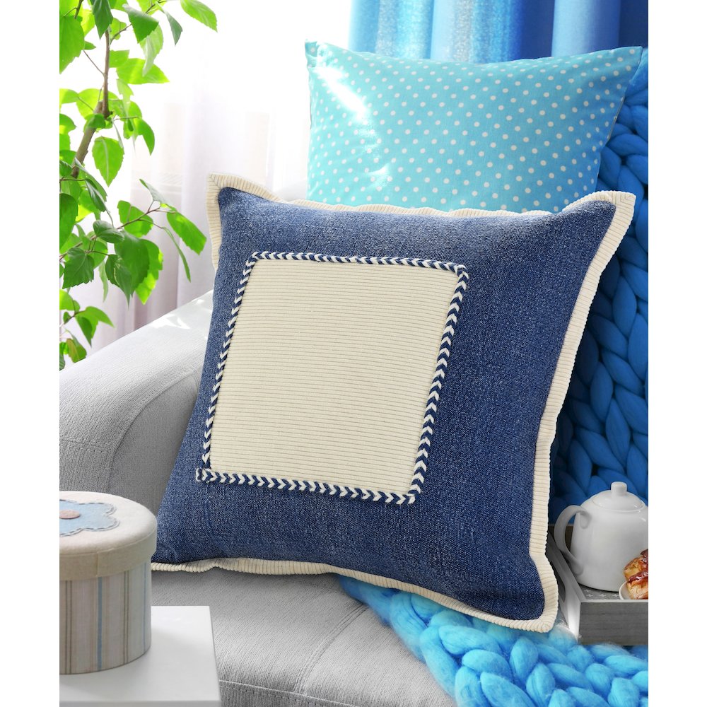 Navy Riviera Framed Throw Pillow. Picture 8