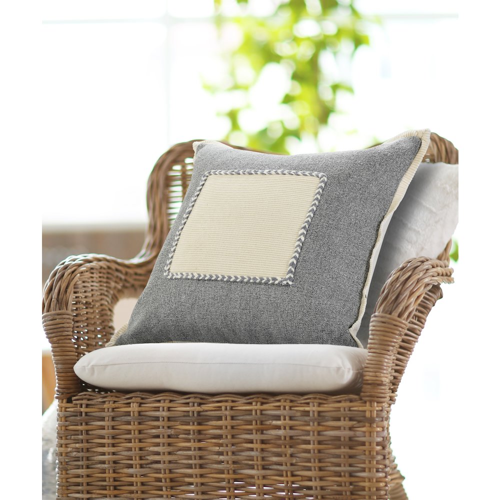 Neutral Gray Riviera Framed Throw Pillow. Picture 8