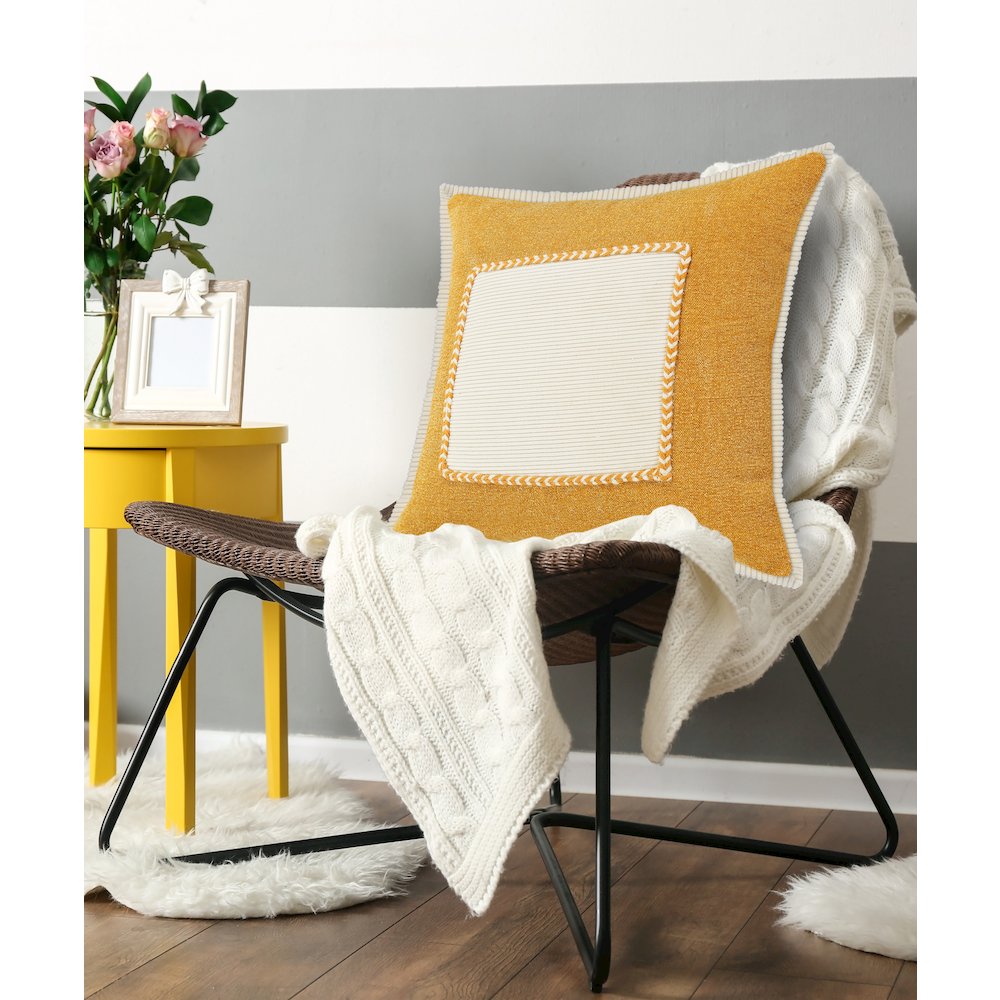 Golden Glow Yellow Riviera Framed Throw Pillow. Picture 8