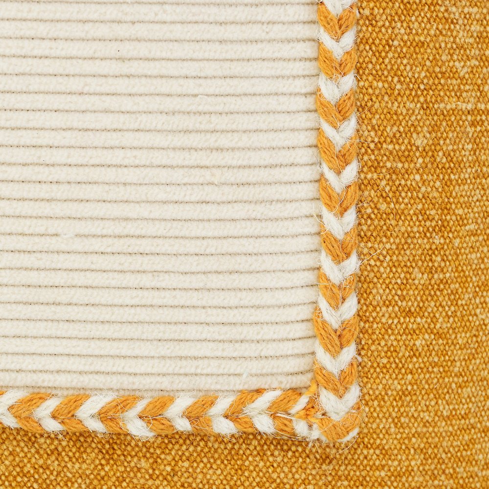 Ox Bay Hand-stitched Yellow/White Bordered All-Natural Cotton Pillow Cover. Picture 2