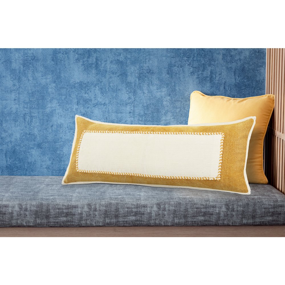 Golden Glow Yellow Riviera Framed Lumbar Throw Pillow. Picture 8