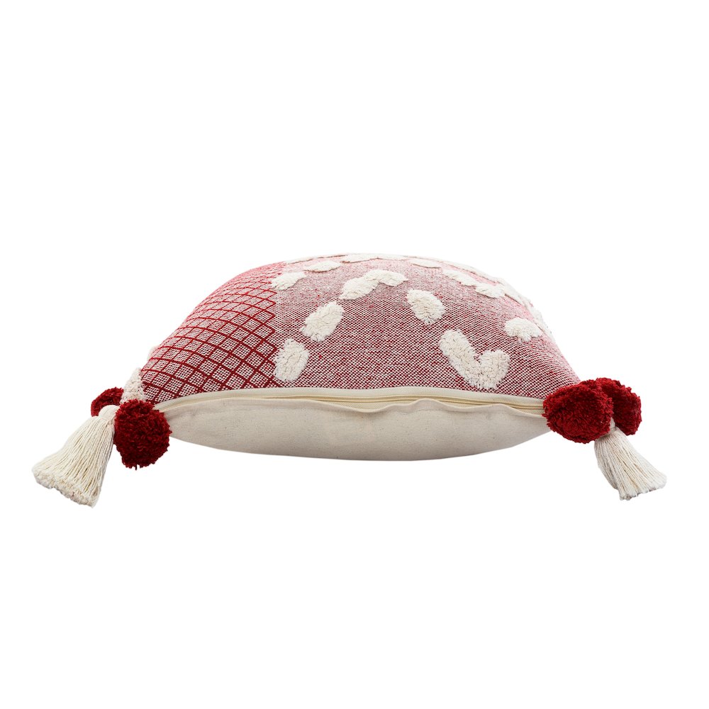 Ox Bay Hand-stitched Red/White Geometric All-Natural Cotton Pillow Cover. Picture 6