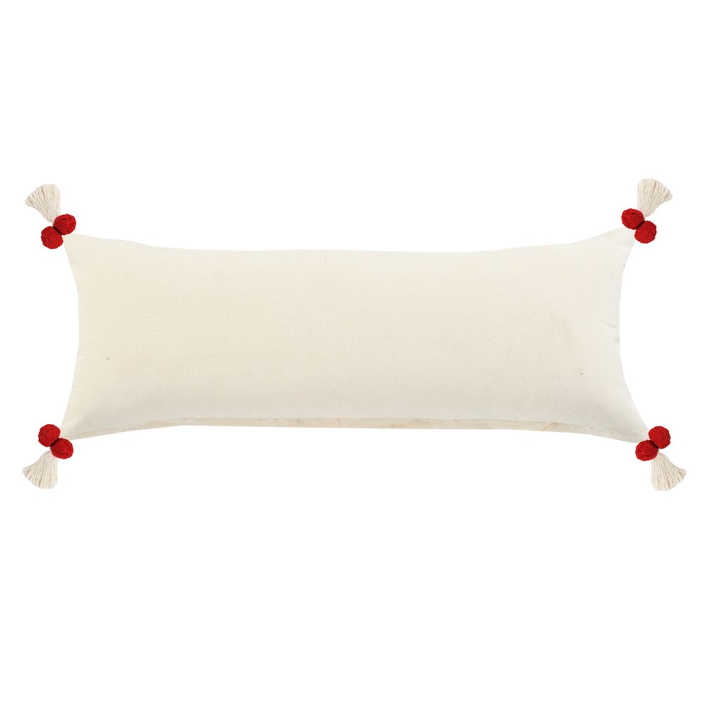 Heute Red Zeal Pom Lumbar Throw Pillow. Picture 7