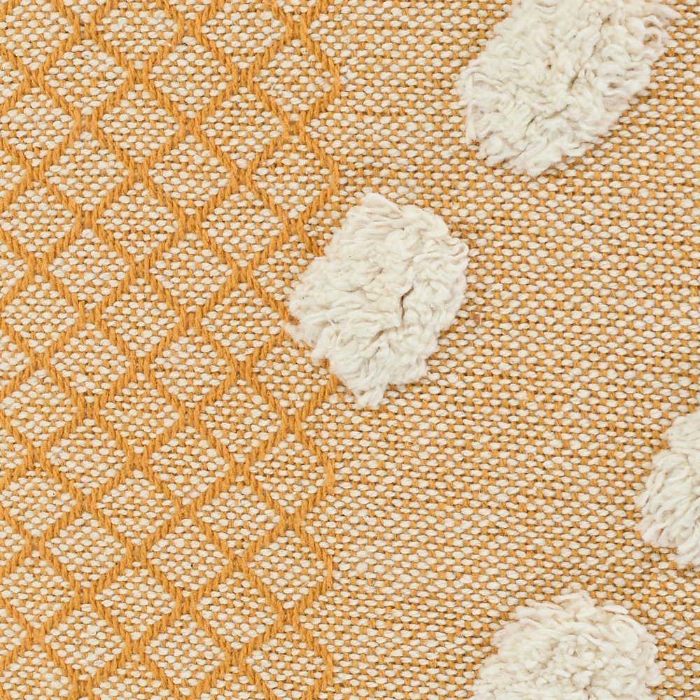 Ox Bay Hand-stitched Yellow/White Geometric All-Natural Cotton Pillow Cover. Picture 2