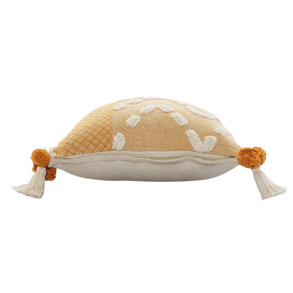 Ox Bay Hand-stitched Yellow/White Geometric All-Natural Cotton Pillow Cover. Picture 6