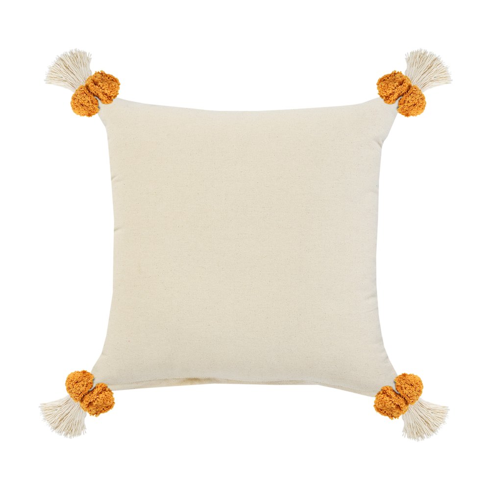 Ox Bay Hand-stitched Yellow/White Geometric All-Natural Cotton Pillow Cover. Picture 7