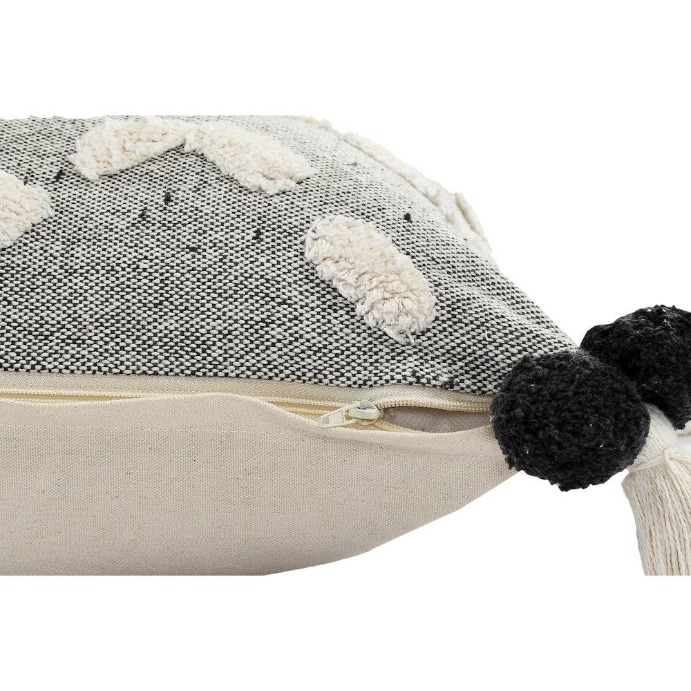 Ox Bay Hand-stitched Gray/White Geometric All-Natural Cotton Pillow Cover. Picture 3