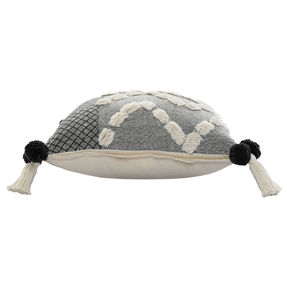 Ox Bay Hand-stitched Gray/White Geometric All-Natural Cotton Pillow Cover. Picture 6