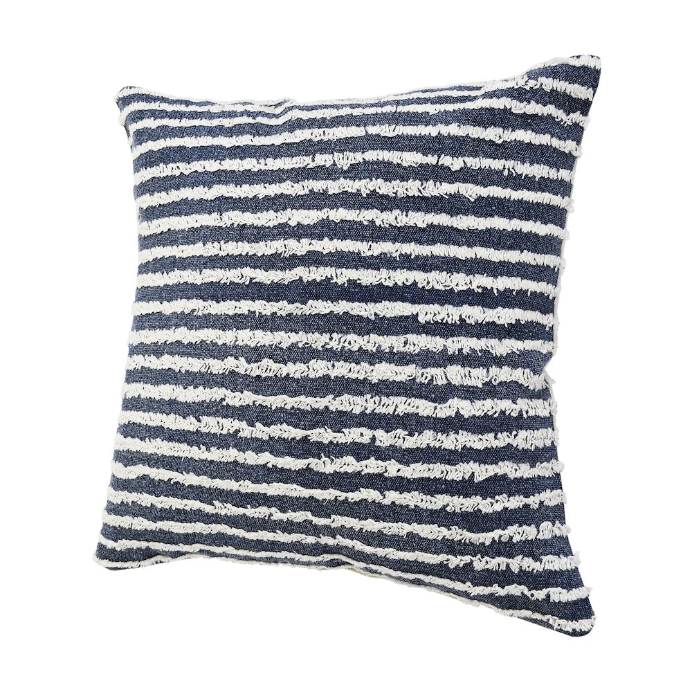 Ox Bay Hand-stitched Blue/White Stripe All-Natural Cotton Pillow Cover. Picture 5