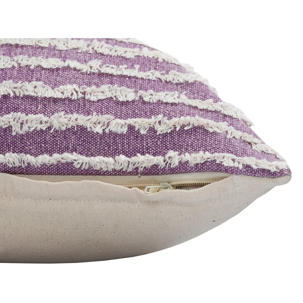 Ox Bay Hand-stitched Purple/White Stripe All-Natural Cotton Pillow Cover. Picture 3