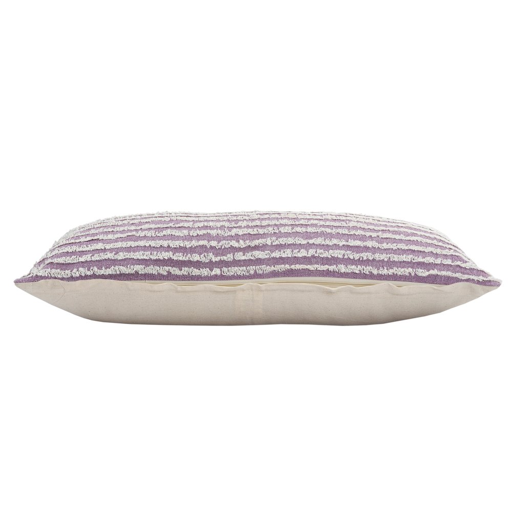 Ox Bay Hand-stitched Purple/White Stripe All-Natural Cotton Pillow Cover. Picture 6