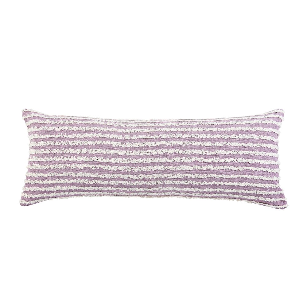 Ox Bay Hand-stitched Purple/White Stripe All-Natural Cotton Pillow Cover. Picture 1