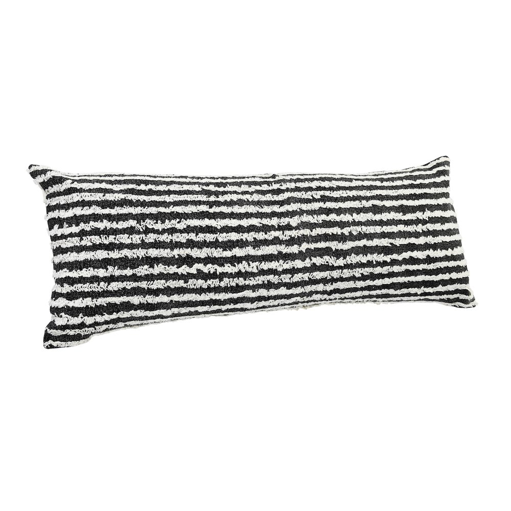 Ox Bay Hand-stitched Black/White Stripe All-Natural Cotton Pillow Cover. Picture 4