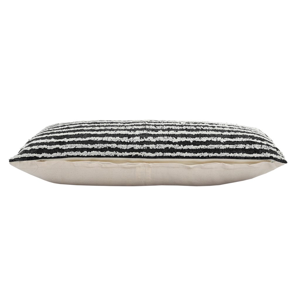 Ox Bay Hand-stitched Black/White Stripe All-Natural Cotton Pillow Cover. Picture 6
