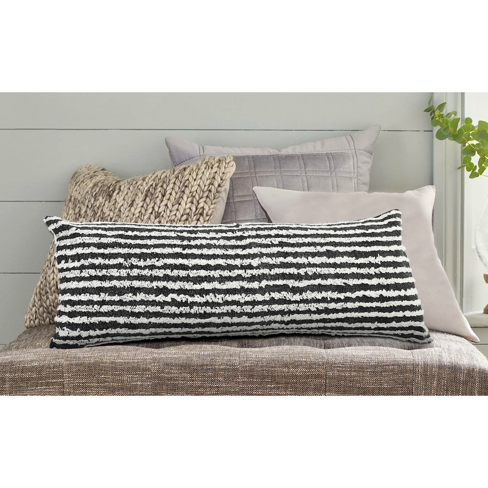 Black Wispy Ways Lumbar Throw Pillow. Picture 8