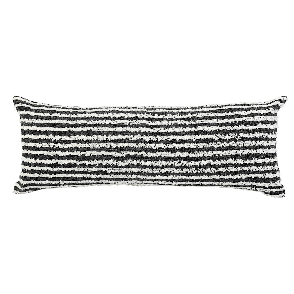 Ox Bay Hand-stitched Black/White Stripe All-Natural Cotton Pillow Cover. Picture 1