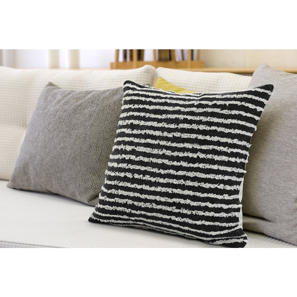 Black Wispy Ways Throw Pillow. Picture 8