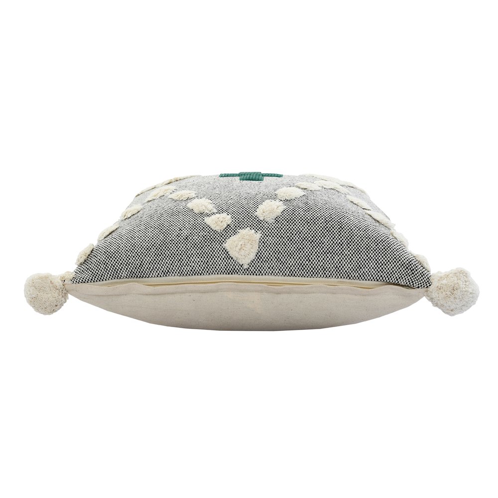 Ox Bay Hand-stitched Gray/Green Geometric All-Natural Cotton Pillow Cover. Picture 6