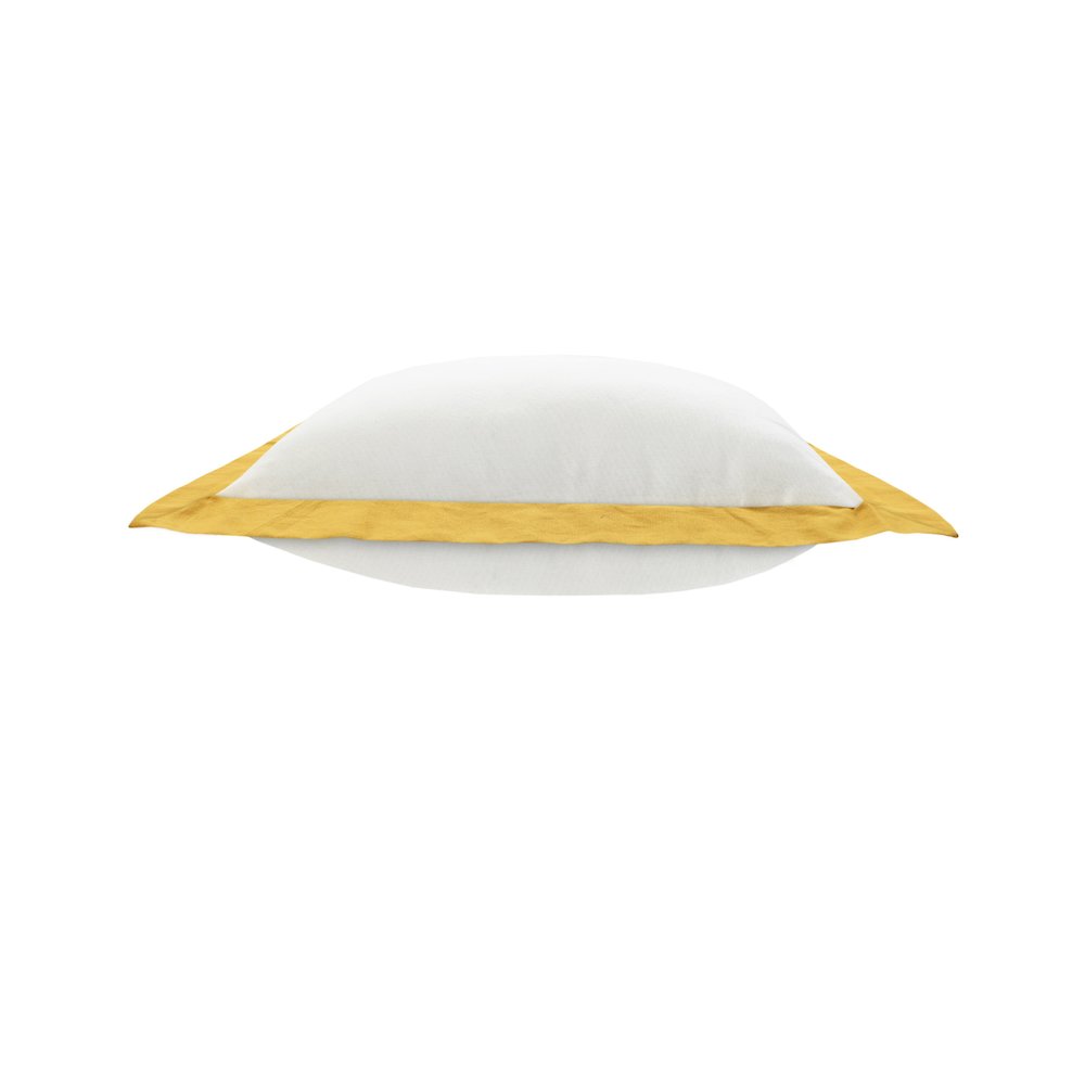Ox Bay Hand-Woven White/Yellow Bordered All-Natural Cotton Pillow Cover. Picture 6