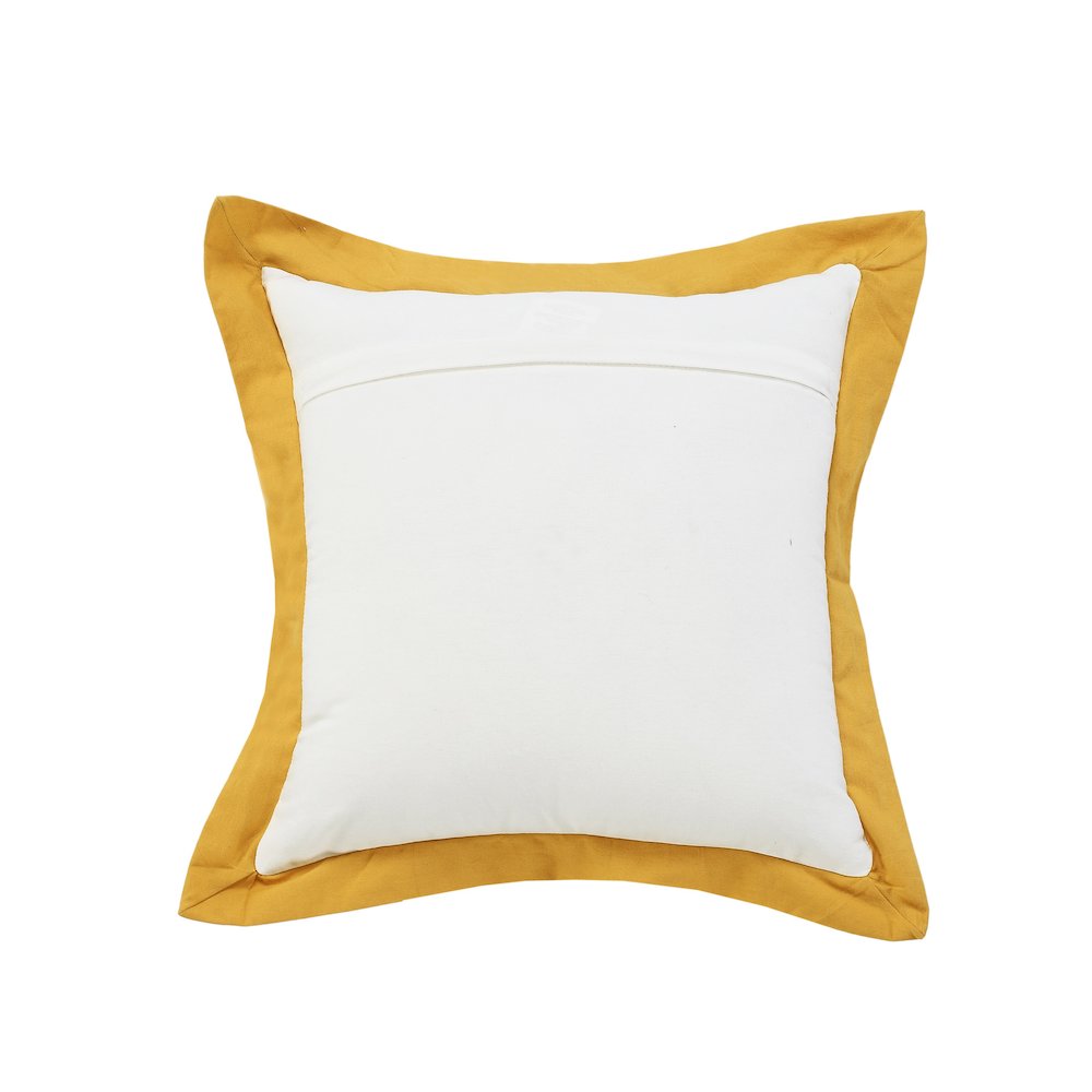 Ox Bay Hand-Woven White/Yellow Bordered All-Natural Cotton Pillow Cover. Picture 7
