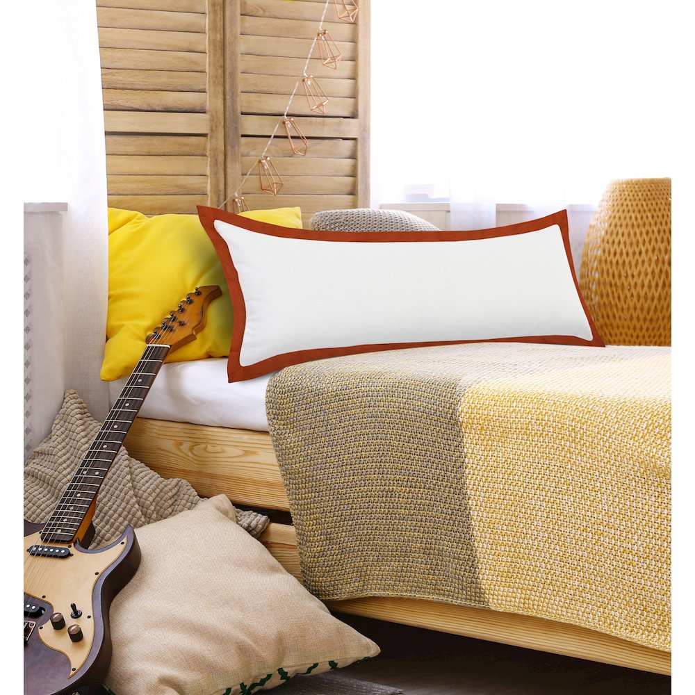 Ox Bay Hand-Woven White/Brown Bordered All-Natural Cotton Pillow Cover. Picture 8