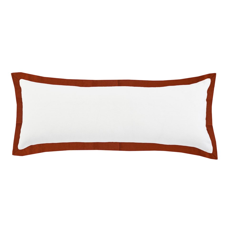 Ox Bay Hand-Woven White/Brown Bordered All-Natural Cotton Pillow Cover. Picture 1
