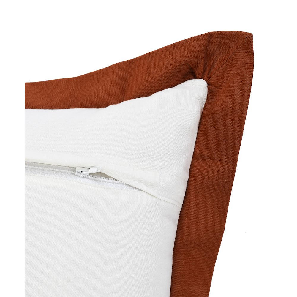 Ox Bay Hand-Woven White/Brown Bordered All-Natural Cotton Pillow Cover. Picture 3
