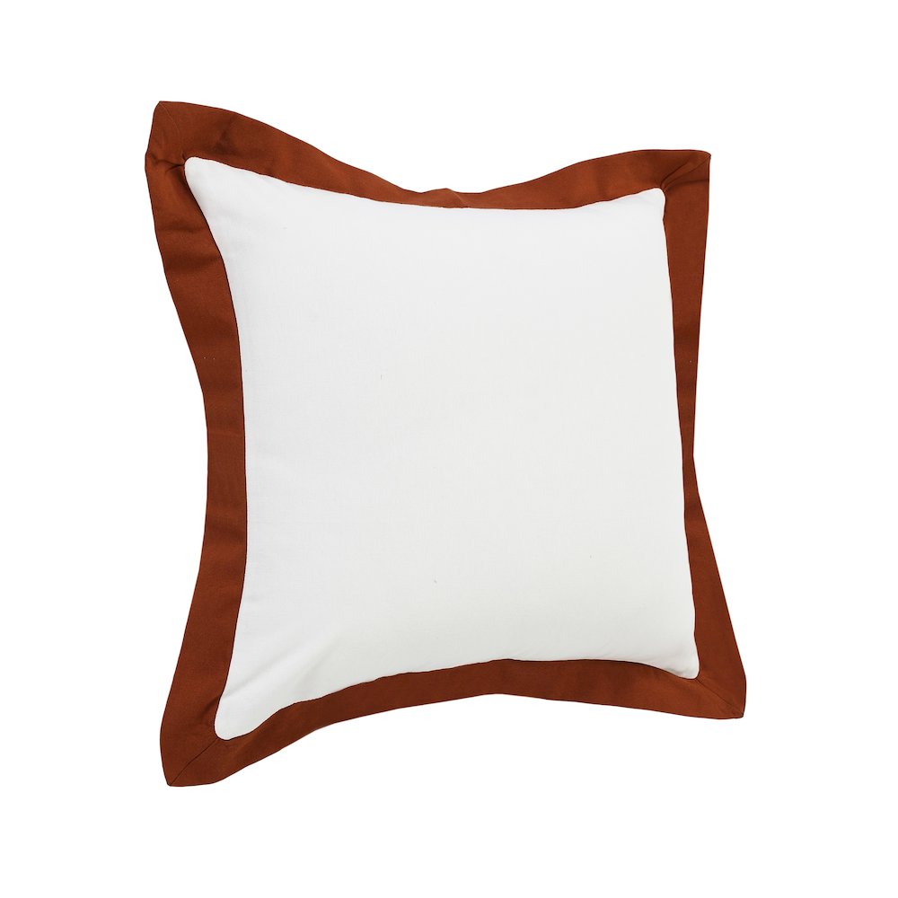 Ox Bay Hand-Woven White/Brown Bordered All-Natural Cotton Pillow Cover. Picture 4