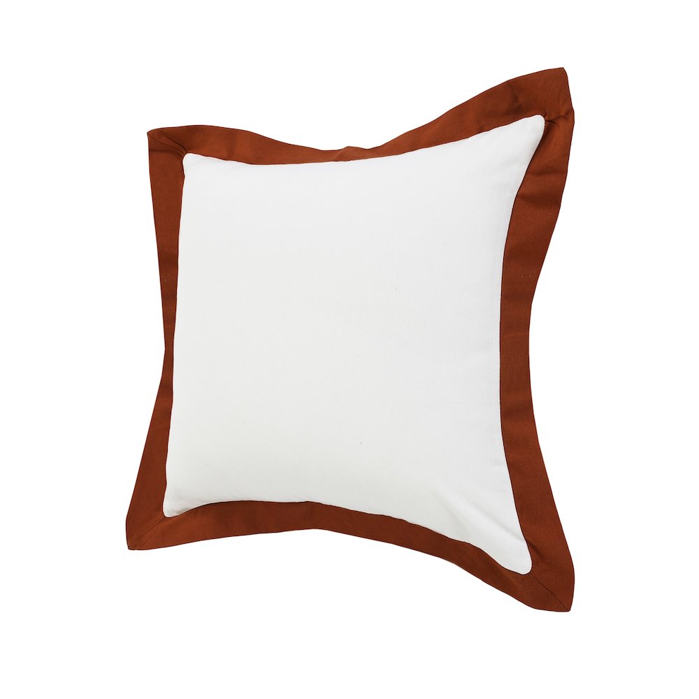 Ox Bay Hand-Woven White/Brown Bordered All-Natural Cotton Pillow Cover. Picture 5