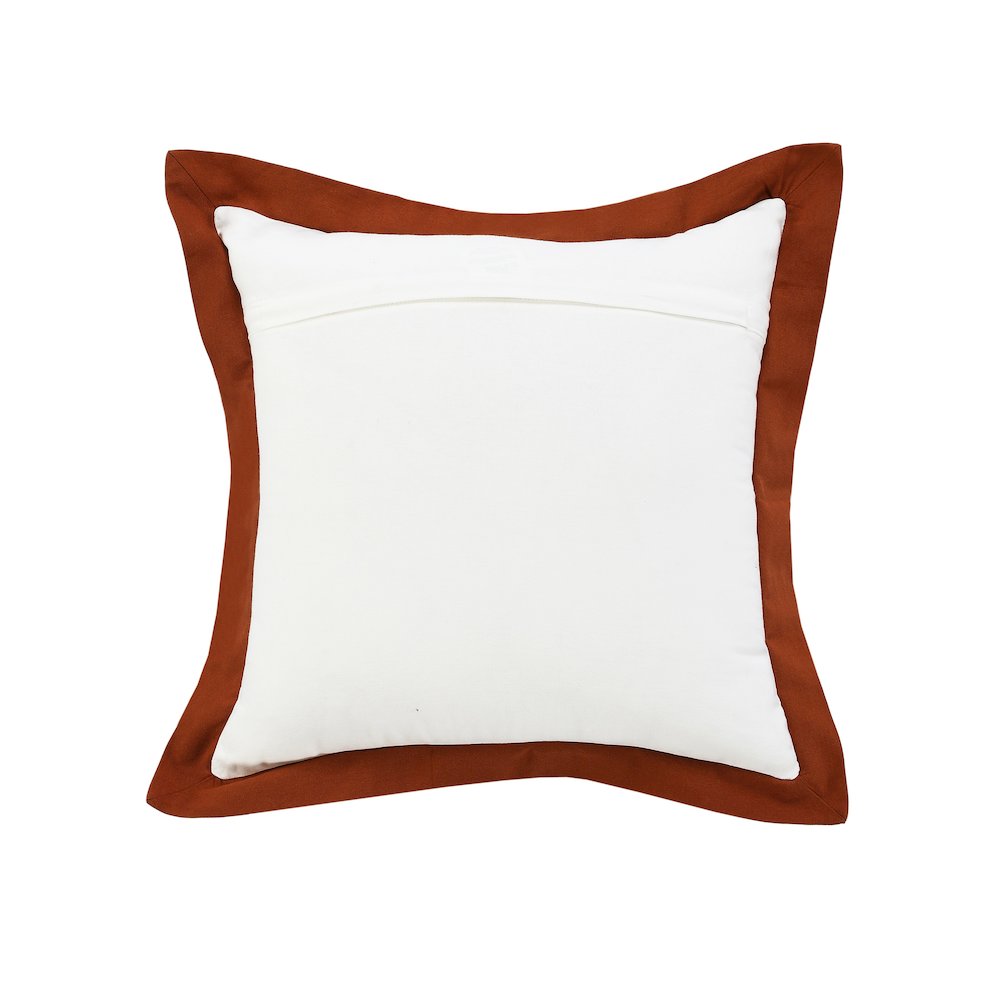 Ox Bay Hand-Woven White/Brown Bordered All-Natural Cotton Pillow Cover. Picture 7