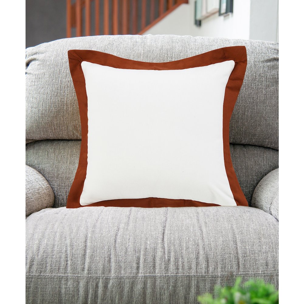 Ox Bay Hand-Woven White/Brown Bordered All-Natural Cotton Pillow Cover. Picture 8