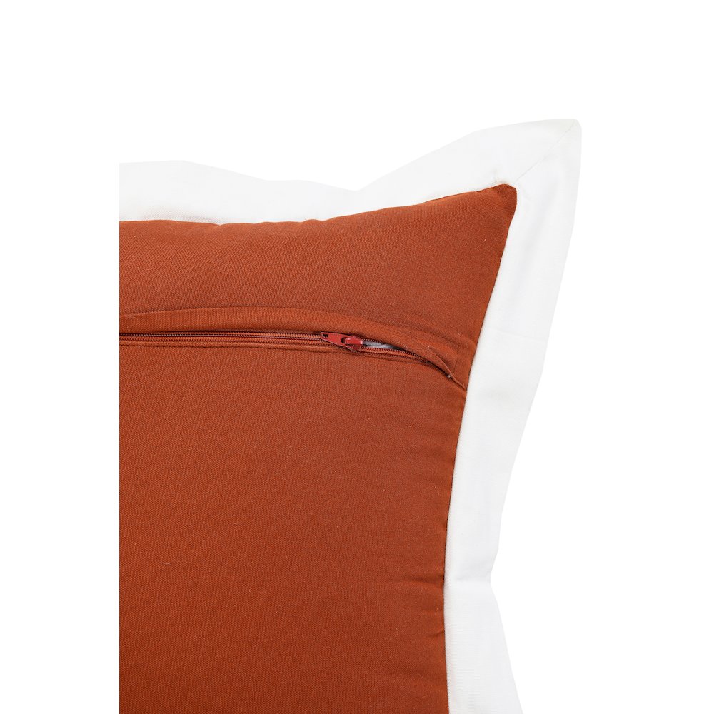Ox Bay Hand-Woven Brown/White Bordered All-Natural Cotton Pillow Cover. Picture 3