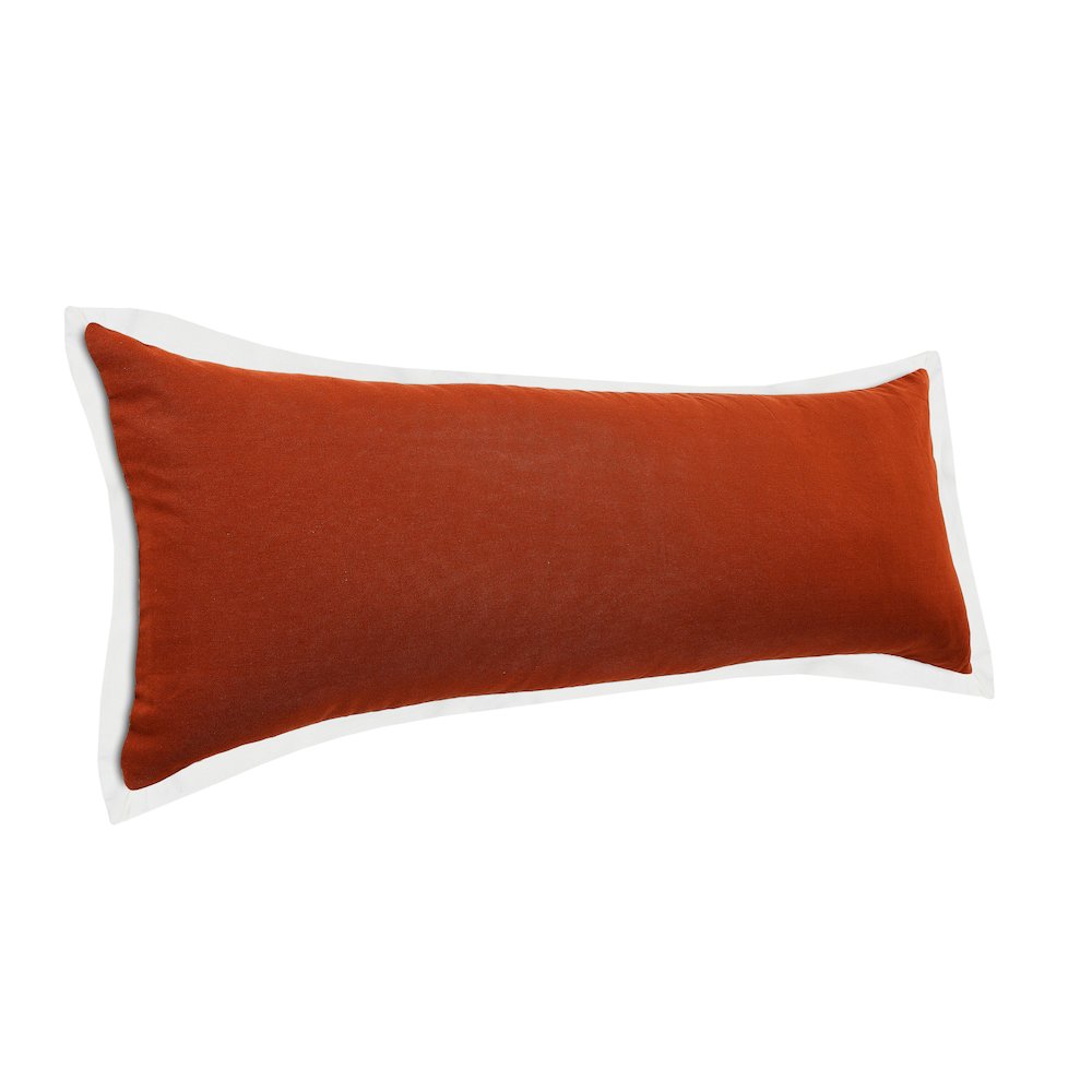 Ox Bay Hand-Woven Brown/White Bordered All-Natural Cotton Pillow Cover. Picture 4