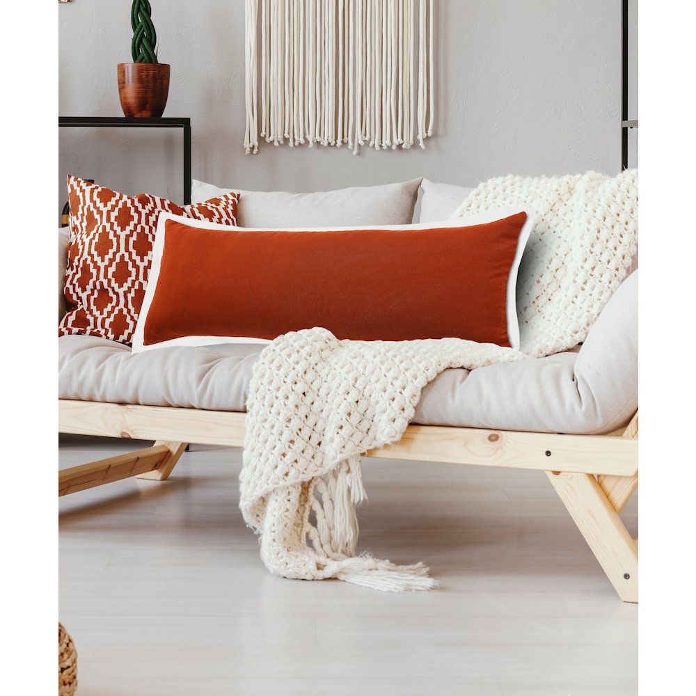 Bordered Flange Frame Lumbar Throw Pillow. Picture 8