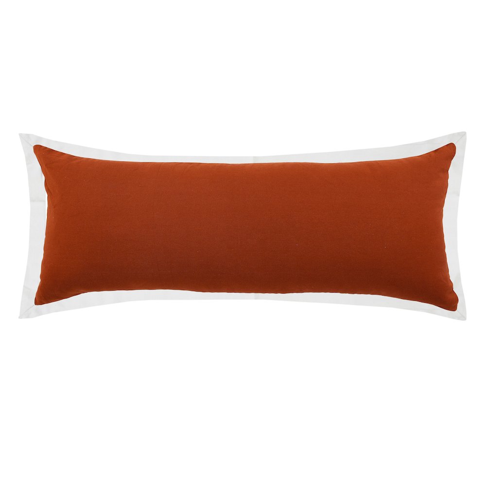 Ox Bay Hand-Woven Brown/White Bordered All-Natural Cotton Pillow Cover. Picture 1