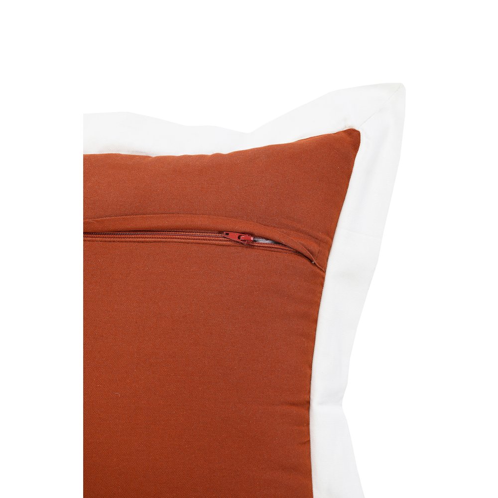 Ox Bay Hand-Woven Brown/White Bordered All-Natural Cotton Pillow Cover. Picture 3
