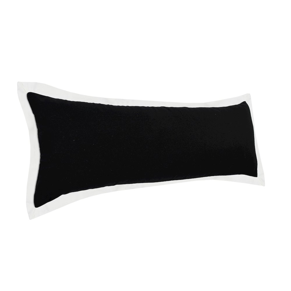 Ox Bay Hand-Woven Black/White Bordered All-Natural Cotton Pillow Cover. Picture 4